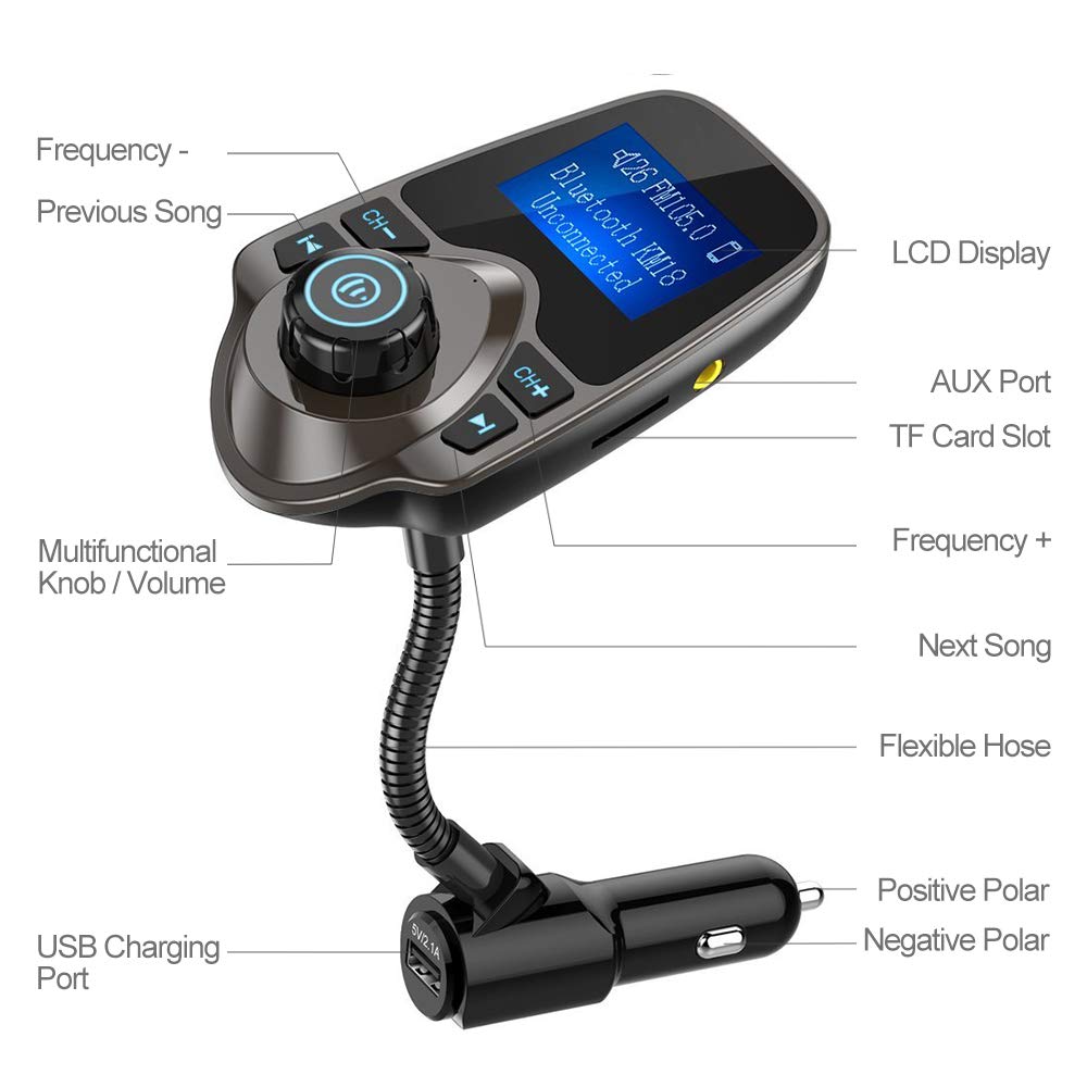 Amazon.com: Nulaxy Bluetooth Car FM Transmitter Audio Adapter